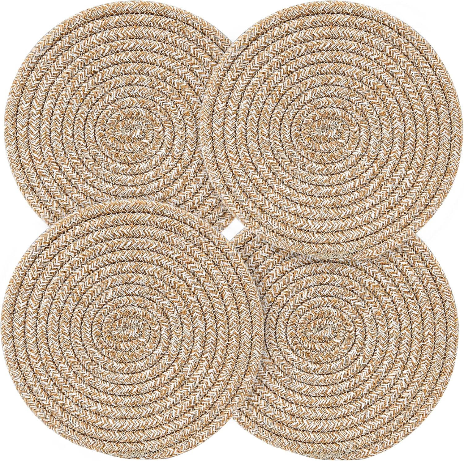 Pot Holders Trivets Set 4 Pcs, Potholders for Kitchens, 100% Pure Cotton Thread Weave Trivets for Hot Dishes/Pot/Bowl/Teapot/Hot Pot Holders, 7.9 Inches