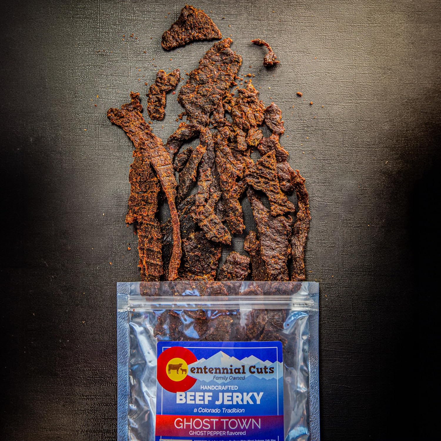 Centennial Cuts - Ghost Town Ghost Pepper Beef Jerky - 3 Oz, Family Owned, Protein Snack