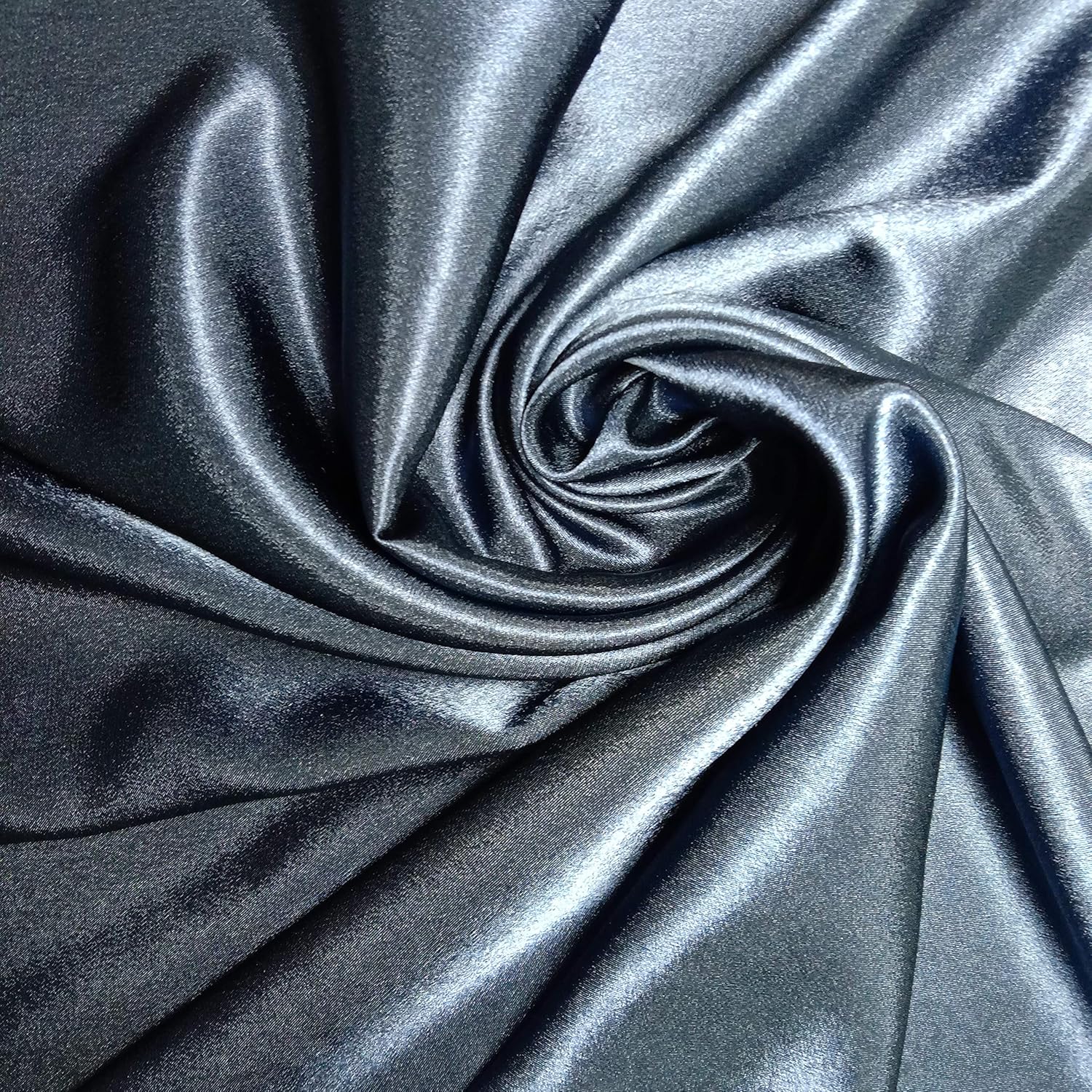 NAVY POLYESTER SILKY SATIN FABRIC **FREE UK POST** LINING MATERIAL DRESSMAKING PLAIN COLOUR POLYESTER SATIN PROM DRESS FABRIC
