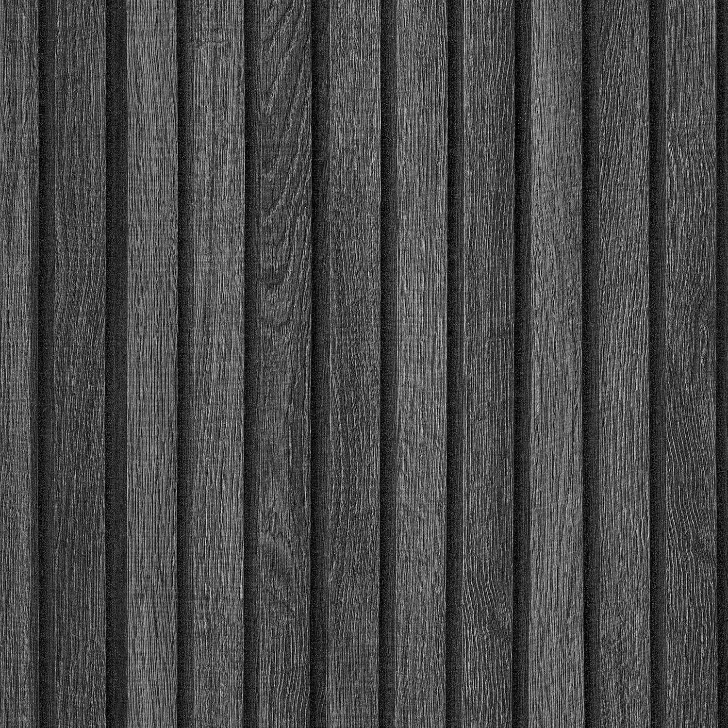 VEELIKE 15.7''x354'' Modern Charcoal Black Wood Slat Wallpaper Peel and Stick Dark Wooden Slat Wall Panel Contact Paper for Walls Adhesive Removable Wood Wallpaper for Bedroom Living Room Farmhouse