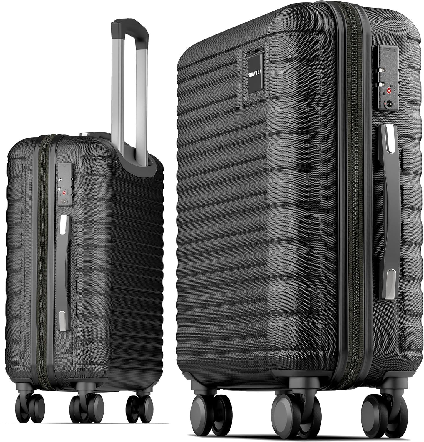 Travely Polycarbonate Cabin Suitcase 55x40x20cm - 20 Inch Suitable for Ryanair - 36L Including TSA Lock - Carry on - 10kg Suitcase, Cabin case, Hardshell