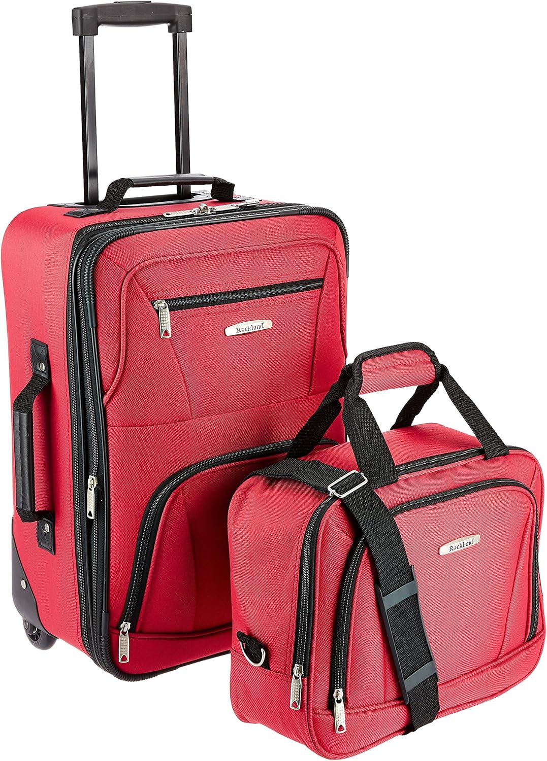 Rockland Fashion Softside Upright Luggage Set,Expandable, Red, 2-Piece (14/19)