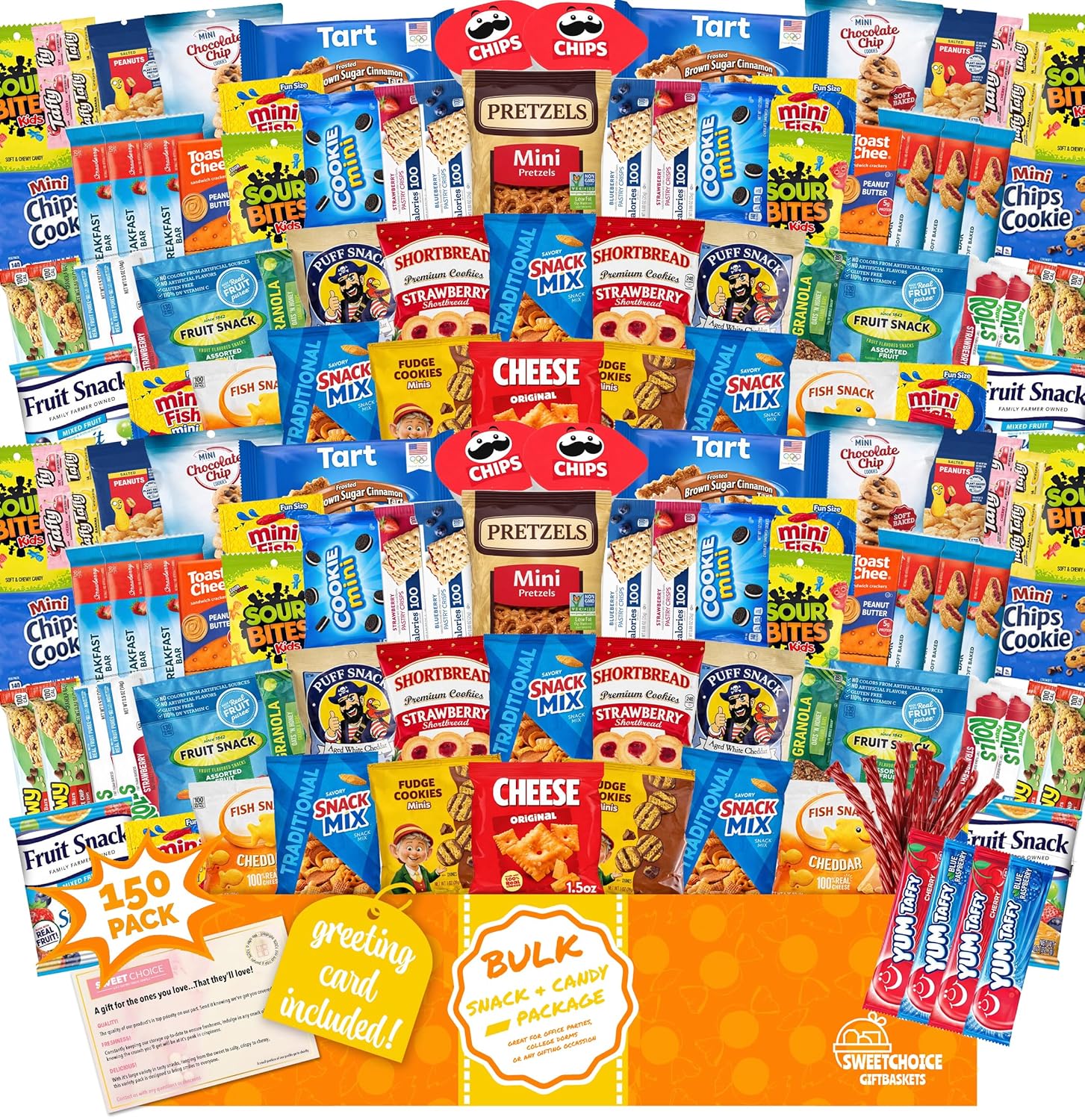 Snack Box Variety Pack (150 Count) - Bulk Snacks Variety Pack for Adults, Kids and Teens - Chips, Cookies and Bars - Care Package for College Students, Office Snacks and Birthdays
