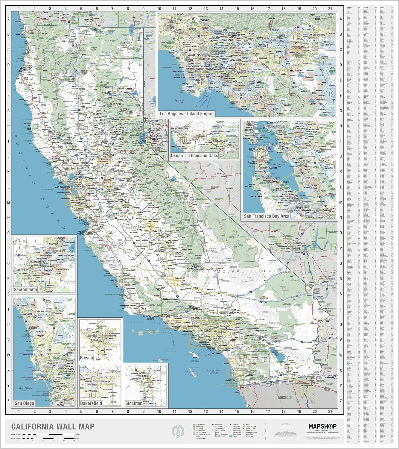 Laminated California State Wall Map Large Poster, Includes the Most Legible Location Labels, Vibrant Blue Color Scheme, 48” x 54”, Great for the Home, Office, or Classroom, Designed and Made in the USA