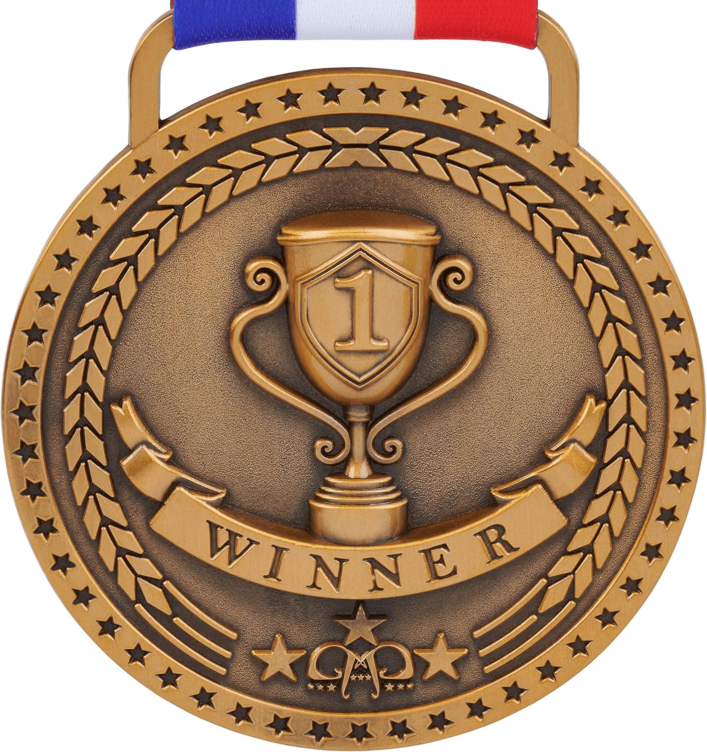 3 Inch Award Medals with Ribbon for 1st, 2nd & 3rd Place Sports, School & Race Events, Double-Sided Design, Bright or Antique Finish, Sold Individually