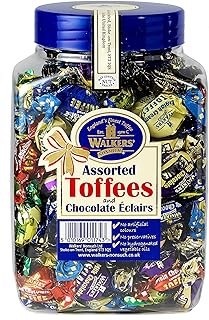 Walkers' Nonsuch Assorted Toffees & Chocolate Eclairs | Contains English Creamy, Milk & Dark Chocolate Covered, Banana Split & Milk Toffees | Traditional British Candy | 44.09 Oz (1.25kg)