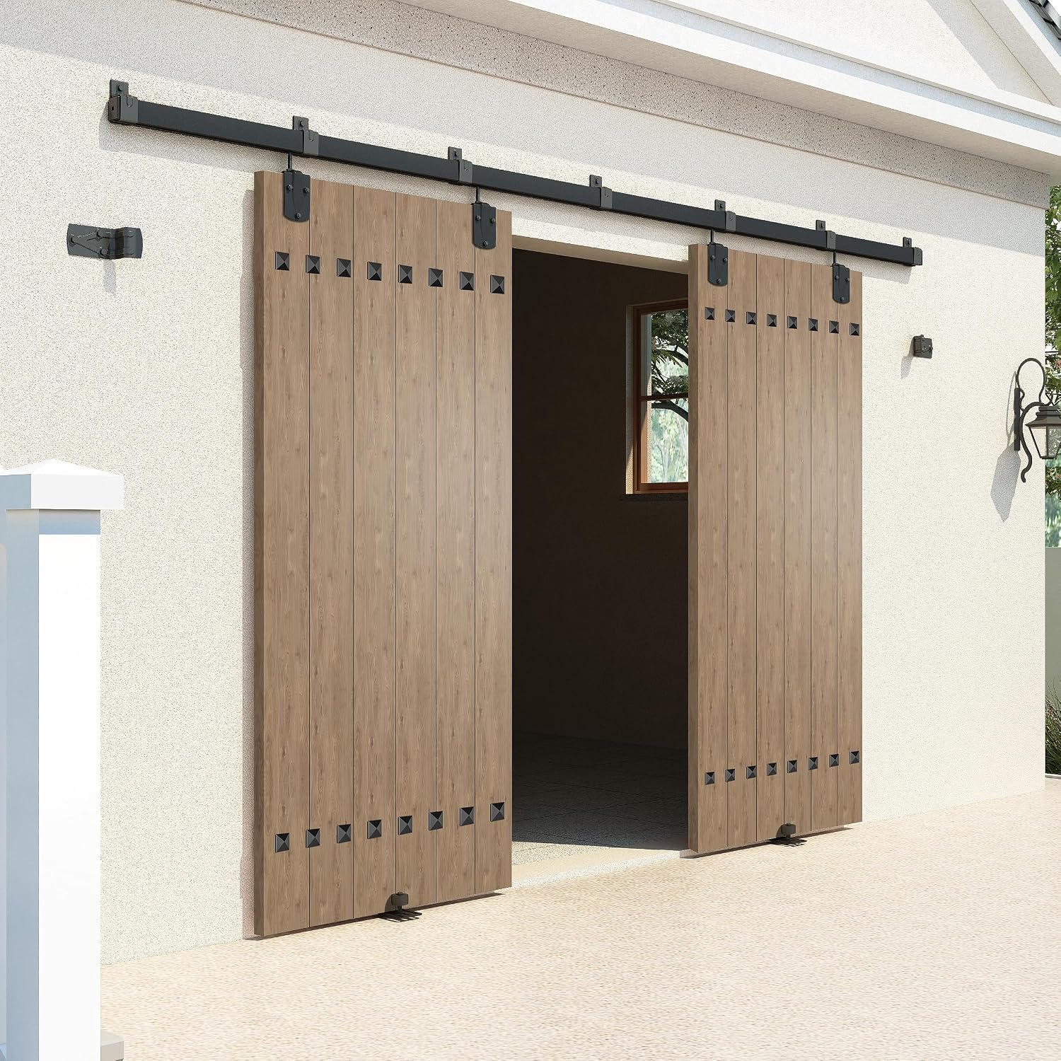 14FT Heavy Duty Box Rail Exterior Sliding Barn Door Hardware