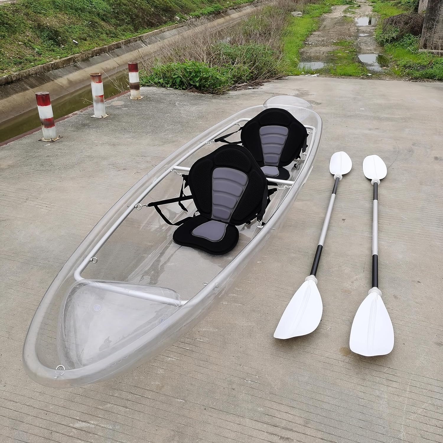 2 Seats Clear/Transparent Canoe/Kayak 11" Fit for Pool, Clear River/Lake/Beach/Bay/Calm Sea/Spring/Photography