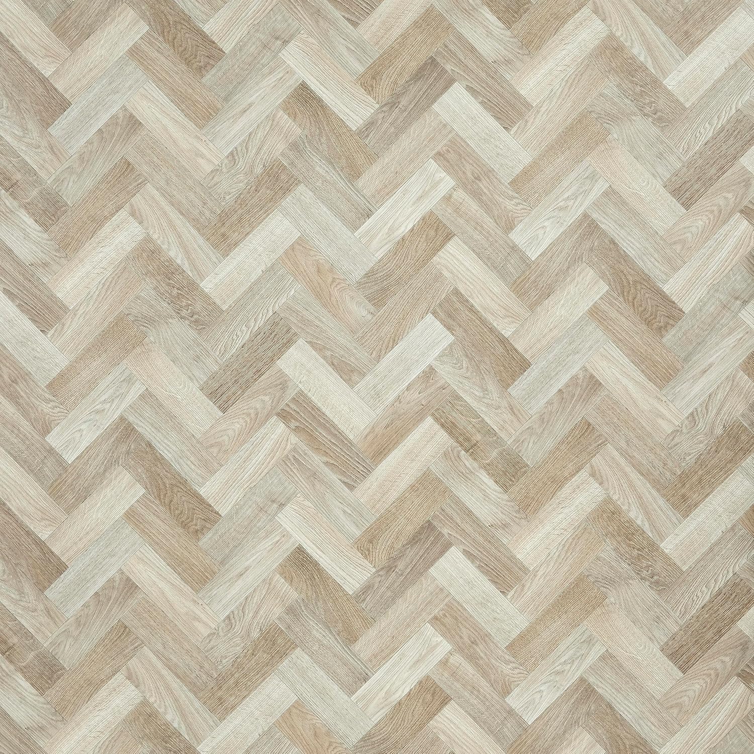Herringbone Vinyl Flooring Victorian Patterned Wood Effect Cushioned Lino Flooring Roll For Bathrooms Kitchens Conservatories Non Slip Water Resistant (Warfield Small Herringbone, 2.5m x 3m)