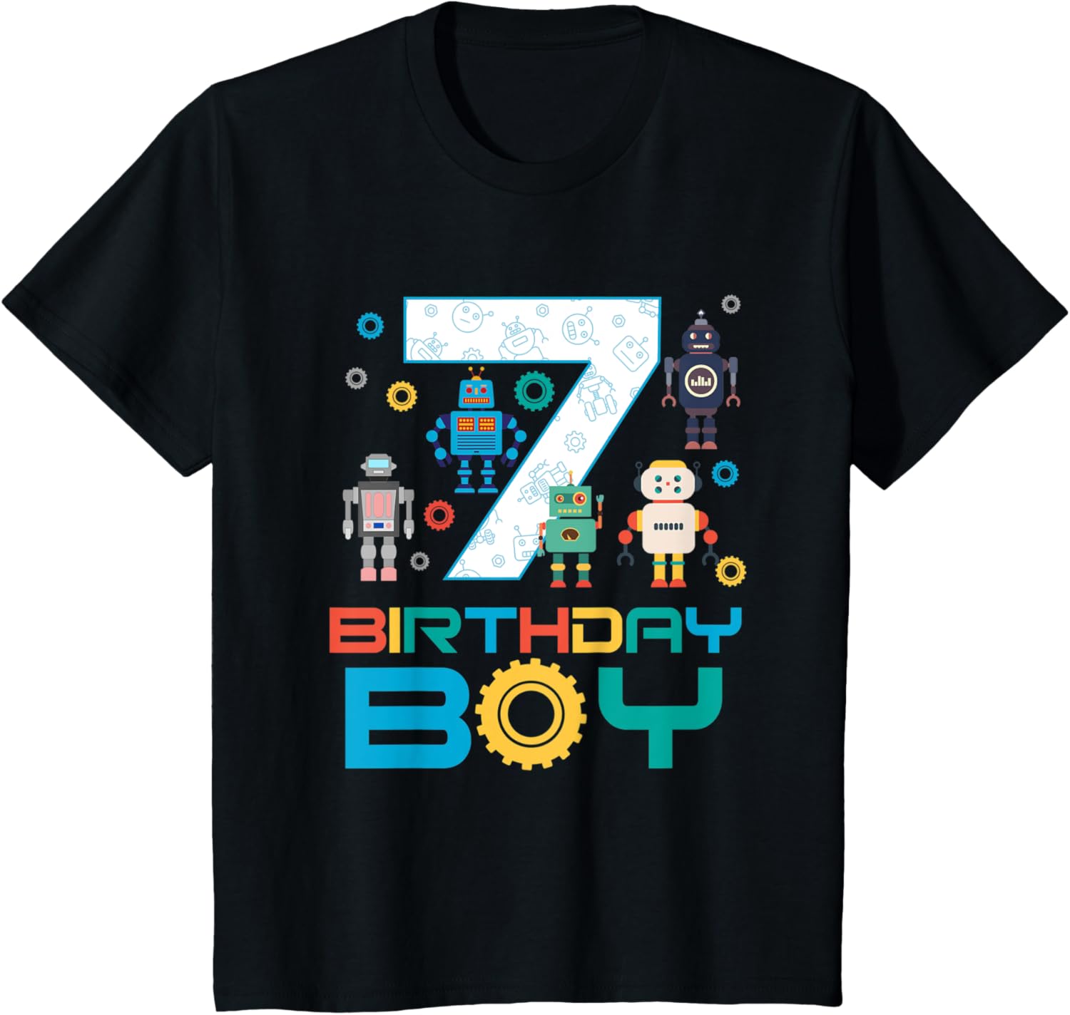 Kids 7th Birthday Robot Shirt Boy 7 Years Old Science Robotics T-Shirt