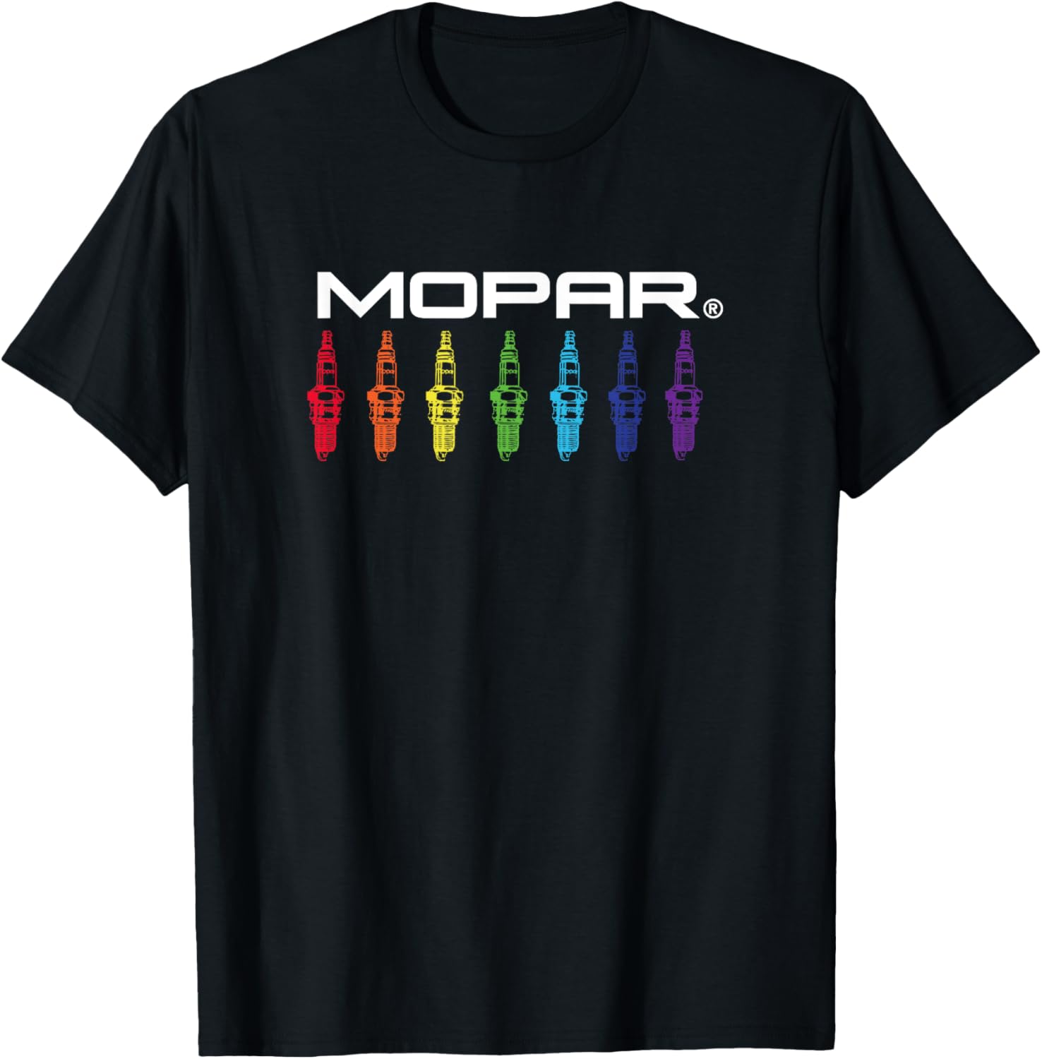 Mopar Pride Rainbow Spark Plug White Logo T-Shirt