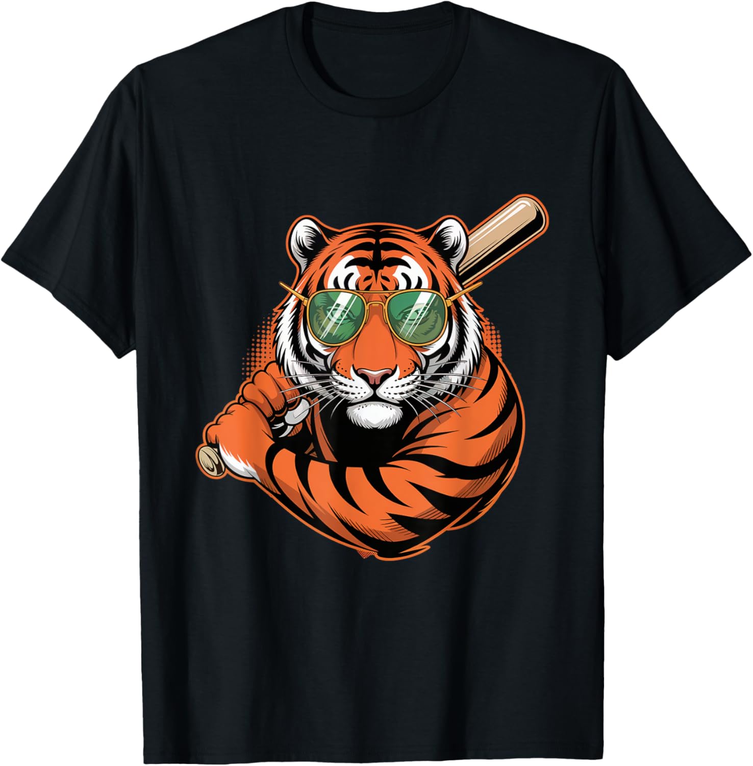 Cool Tiger Baseball Funny Sports Animal T-Shirt