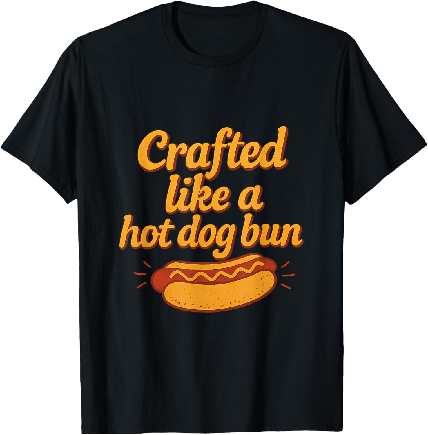 Crafted Like a Hot Dog Bun Bold Yellow Red Graphic T-Shirt