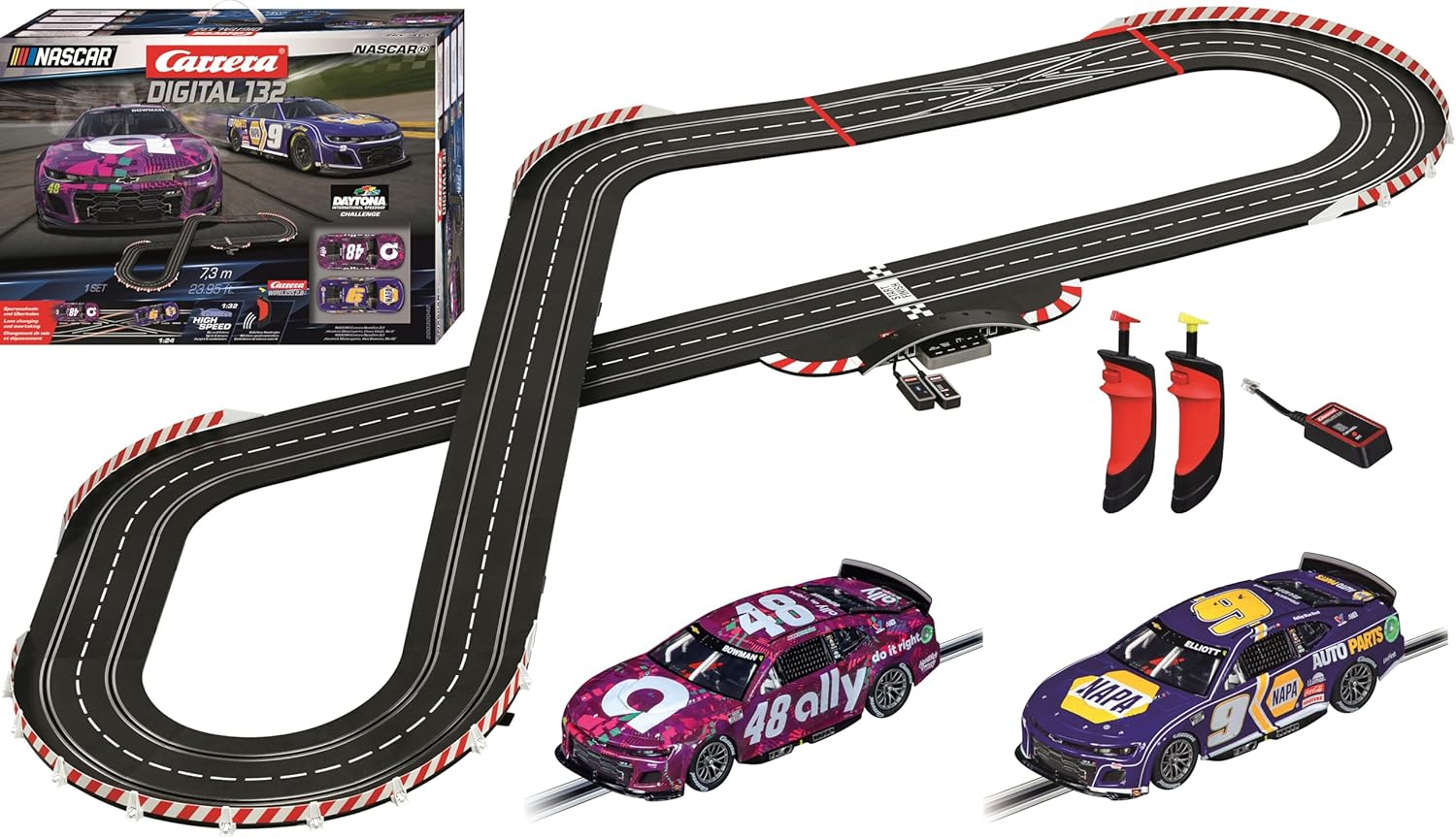 Carrera Digital 132 20030042 NASCAR Daytona Challenge 1:32 Scale Slot Car Racing Track Set - Includes Two 1:32 Scale Digital Cars & Two Speed Controllers Ages 8+